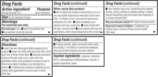 Amazon Basics 10% Benzoyl Peroxide Acne Medication, Maximum Strength, 1 Fluid Ounce Face Gel