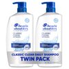 Head & Shoulders Classic Clean Dandruff Shampoo Twin Pack, Anti-Dandruff Daily Use, Paraben-Free, Color-Safe, 32.1 Fl Oz Each (Set of 2)