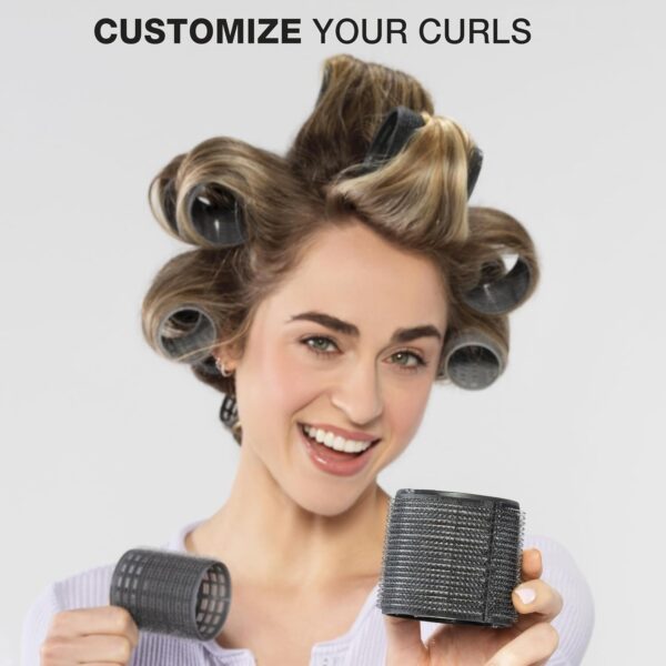Conair Heatless Curlers 31 Count - Heatless Curls Overnight, Assorted Sizes - Self Grip Hair Rollers - Hair Styling Tools - Black & Gray - w/Storage Case