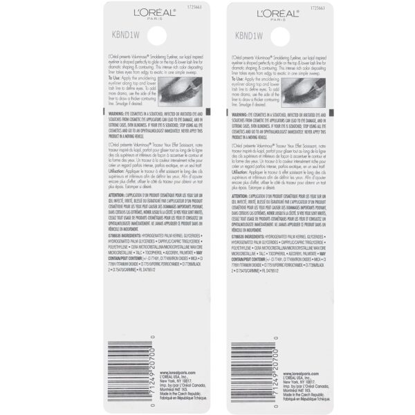 L'Oreal Paris Voluminous Smoldering Eyeliner, Black, 0.056 Oz, 2 Count