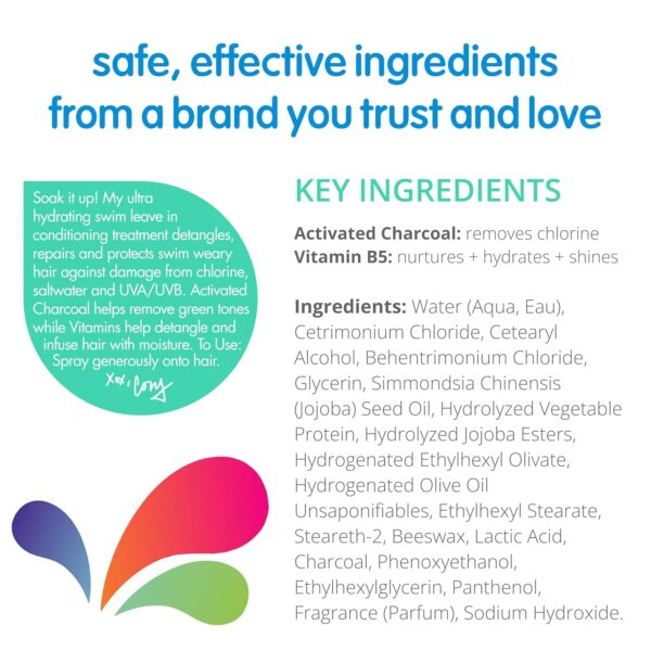 SoCozy Swim Leave In Conditioner Spray & Treatment for Kids Hair (8 Fl Oz) Protects & Repairs Pool, Sun & Salt Damaged Hair, Gentle Formula with Activated Charcoal, Vitamin B5 & Sunflower Seed Extract