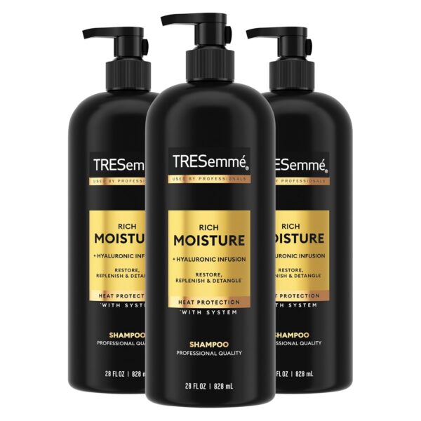 TRESemmé Rich Moisture Hydrating Shampoo 3 Count for Dry Hair Formulated With Pro Style Technology 28 Fl Oz