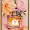 Sunset Floral Perfume Canvas Coquette Trendy Art, Gold Frame, 16" x 24"