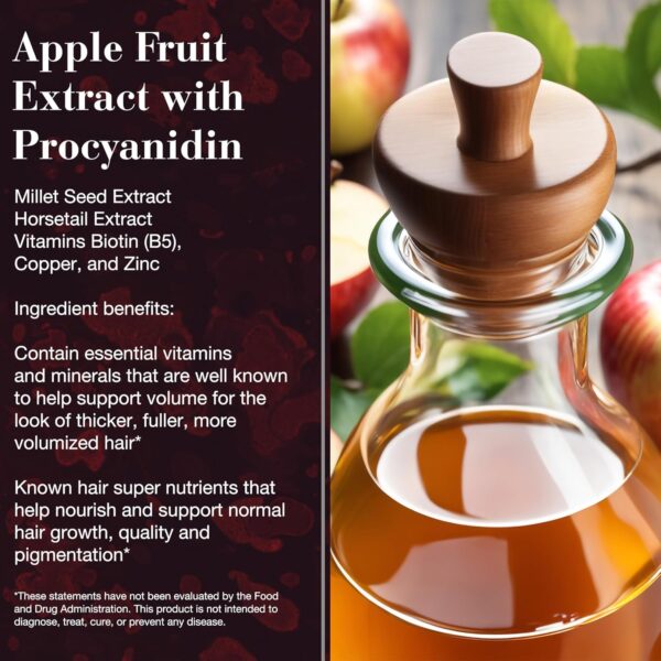 NEW NORDIC Hair Volume Tablets, 3000 mcg Biotin & Biopectin Apple Extract, Hair Vitamins to Support Natural Hair Growth, 90 Count (Pack of 1)