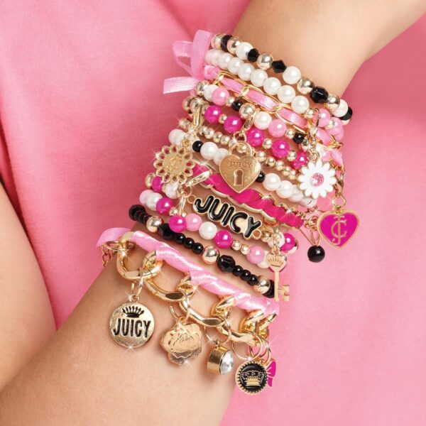 Make It Real Juicy Couture: Glitz ‘N Glam Charm Bracelets - 494pc DIY Kit, Design & Create 18 Cord & Ribbon Bracelets, Bead Jewelry, Storage Case, Girls & Kids 8+