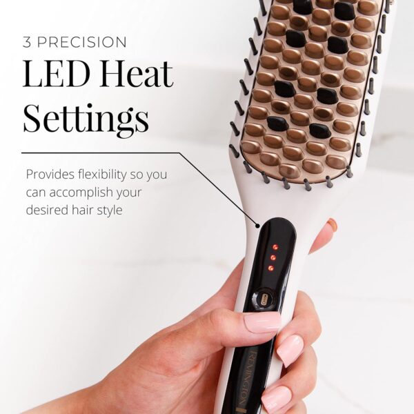 Remington Shine Therapy Hair Straightener Thermal Brush - Ceramic Infusion Technology, Argan Oil & Keratin Infused, One Pass Hair Straightener Brush with 7 Precision Heat Settings, Cool Tip Bristles