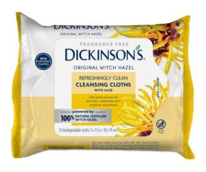 Dickinson's Original Refreshingly Clean Daily Cleansing Cloths, Witch Hazel and Aloe, 25 Count