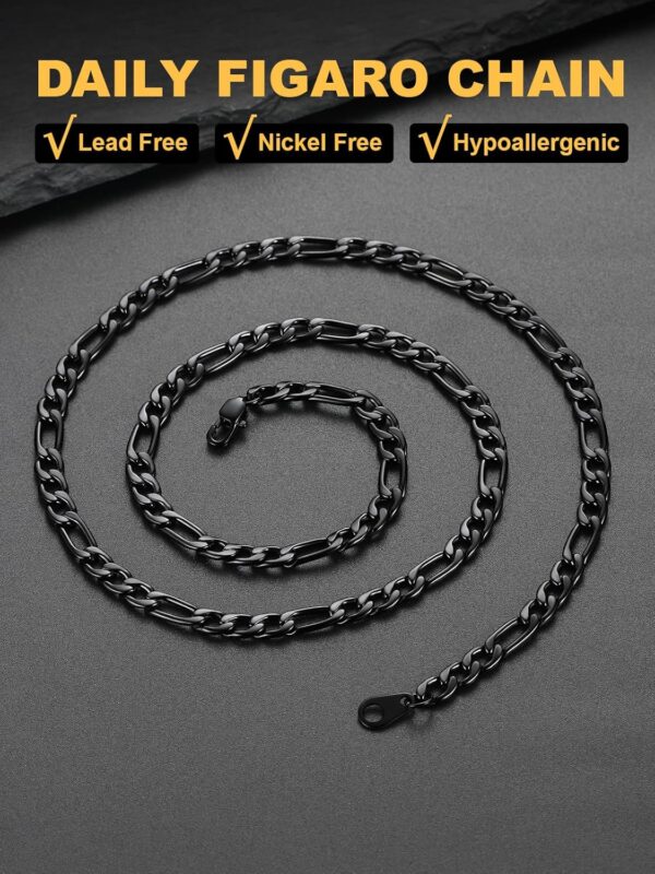 U7 Figaro Chain, Twisted Rope Chain, Men Stainless Steel Necklace,3mm,5mm,6mm,9mm 18K Gold Plated Chains Necklaces for Men Women 16"-30"