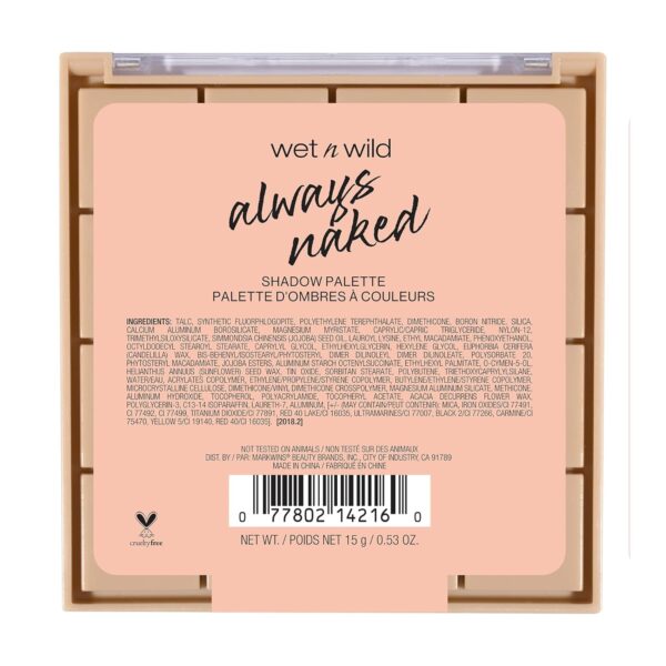 wet n wild Always Naked Palette, Nude Neutral Eye Makeup, Blendable, Warm And Cool Nude Pigments, Matte, Shimmer, Glitter, Creamy Smooth