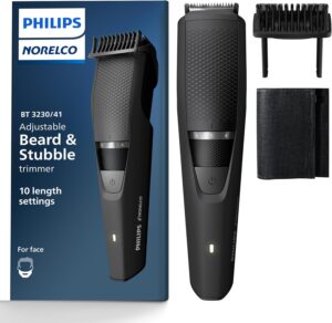 Philips Norelco Beard Trimmer and Hair Clipper - Cordless Grooming, Rechargeable, Adjustable Length, Beard Trimmer and Hair Clipper - No Blade Oil Needed - BT3230/41