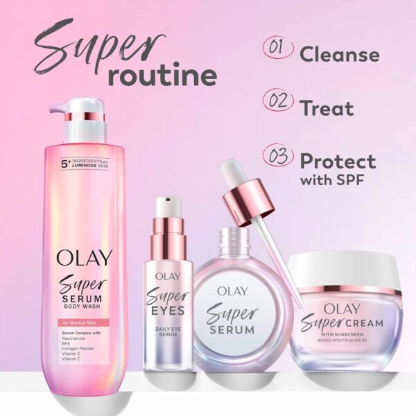 Olay Super Serum - Niacinamide, Vitamin C & E, Collagen Peptide, AHA - 5-in-1 Skin Care Benefits for Face - Healthy Glow, Brightening, Hydrating, Smoothing, Firming, Evens Tone, Anti-Aging, 1.0 Oz