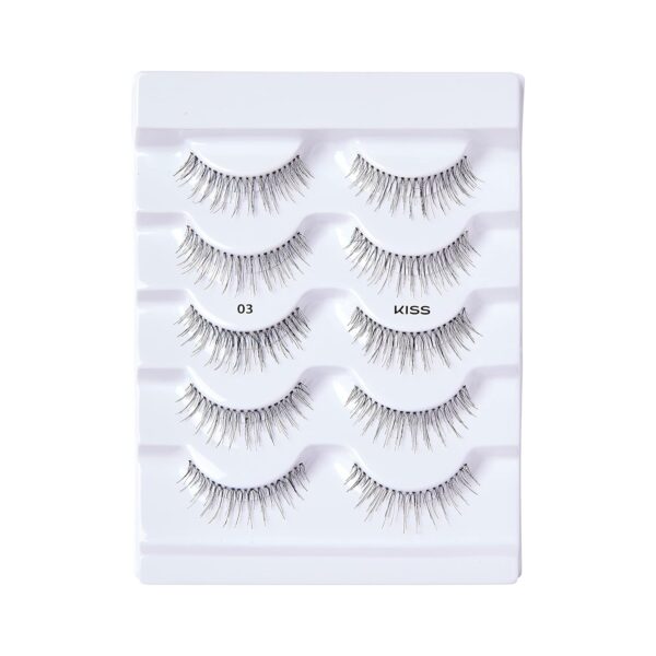 KISS Looks So Natural False Eyelashes Multipack #03, Lightweight & Comfortable, Delicate Volume, Natural-Looking, Tapered End Technology, Reusable, Cruelty-Free, Contact Lens Friendly, 5 Pairs