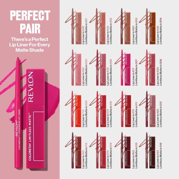 Revlon ColorStay Limitless Matte Liquid Lipstick, Vegan Formula, No-Budge, Longwear Lip Color, Long Lasting, Lightweight/Comfortable, Waterproof, 006 Manifest, 0.17 fl oz