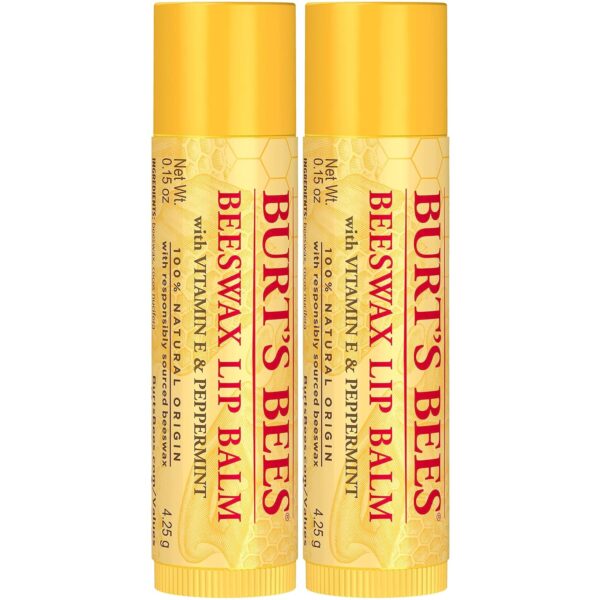 Burt's Bees Lip Balm - Original Beeswax, Lip Moisturizer With Responsibly Sourced Beeswax, Tint-Free, Natural Origin Conditioning Treatment, 2 Tubes, 0.15 oz.