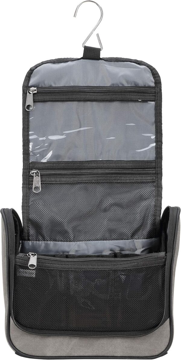 Lewis N. Clark Brushed Twill Hanging Toiletry Kit Bag for Travel Accessories, Shampoo, Cosmetics + Personal Items, Gray, One_Size