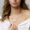 Personalized Engraved Bar Necklace, Custom Name, Date, Coordinates, Friendship Jewelry, Birthday, Wedding, Graduation, Gift for Women – 4N