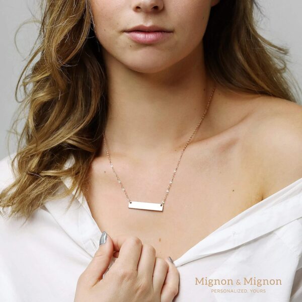 Personalized Engraved Bar Necklace, Custom Name, Date, Coordinates, Friendship Jewelry, Birthday, Wedding, Graduation, Gift for Women – 4N