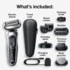 Braun Series 7 7032cs Flex Electric Razor for Men, Wet & Dry, Electric Razor, Rechargeable, Cordless Foil Shaver with Beard Trimmer and Charging Stand, Silver