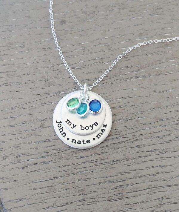My Boys Necklace // Personalized Necklace with Kids Names and Birthstones // Hand Stamped Jewelry // Custom Necklace for Mom of Boys
