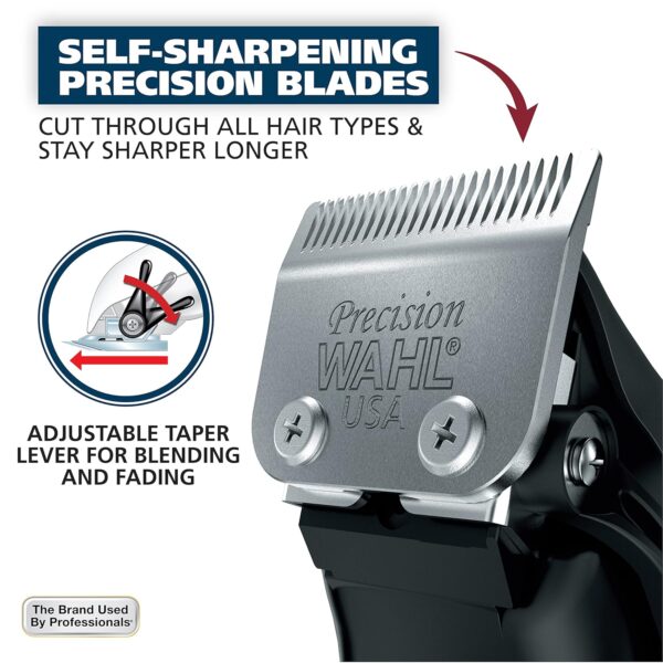 Wahl USA Clipper Home Barber Kit Electric Corded Clipper and Battery Touch Up Trimmer & Personal Groomer, 30 Piece Kit for Haircutting at Home – Model 79524-3001P
