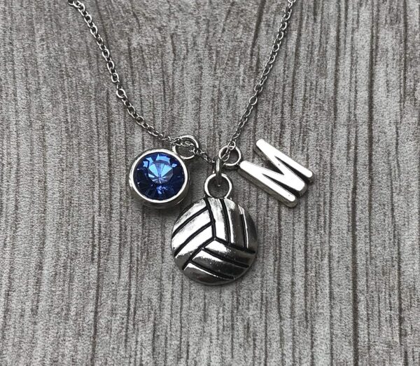 Personalized Love Volleyball Necklace with Birthstone and Initial Charm, Gifts for Players and Girls Volleyball Accessories, Gift For Players and Teams