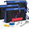 WORKPRO 12" Tool Pouches with Zipper, Heavy-Duty Small Tool Bag, Utility small tool pouch for Tool Organizers and Storage, Mini Tool Bag, 3 Pack