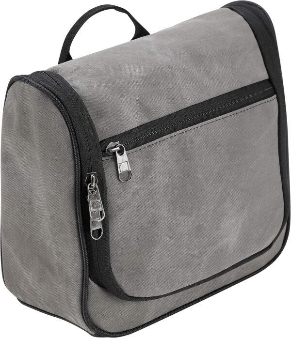 Lewis N. Clark Brushed Twill Hanging Toiletry Kit Bag for Travel Accessories, Shampoo, Cosmetics + Personal Items, Gray, One_Size
