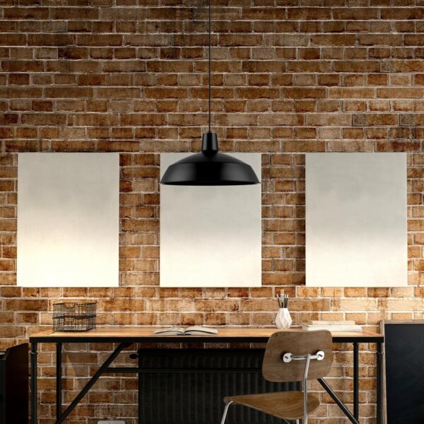 Globe Electric 65155 1-Light Industrial Warehouse Pendant Lighting, Matte Black, Hanging Lamp, Hanging Lights, Ceiling Light Fixture