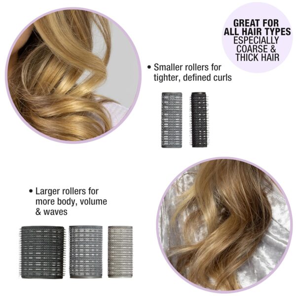 Conair Heatless Curlers 31 Count - Heatless Curls Overnight, Assorted Sizes - Self Grip Hair Rollers - Hair Styling Tools - Black & Gray - w/Storage Case