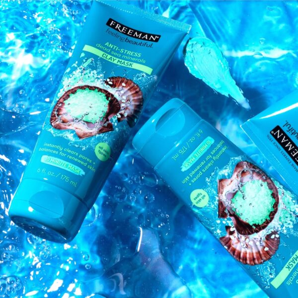 Freeman Anti-Stress Clay Mask, Dead Sea Mineral Face Mask, Lavender & Sea Salt Balance & Calm Skin, Unclog Pores, Facial Mask For All Skin Types, No Harsh Chemicals, 6 fl. oz./175 ml Tube, 1 Count