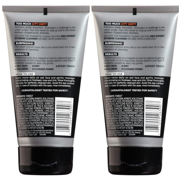 L'Oreal Paris Men Expert Hydra Energetic Daily Facial Cleanser with Charcoal, 2 ct.