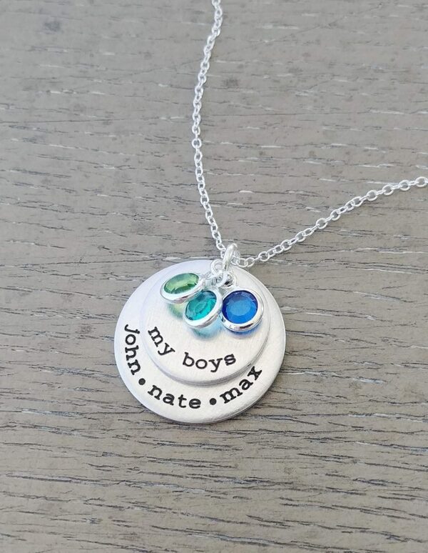 My Boys Necklace // Personalized Necklace with Kids Names and Birthstones // Hand Stamped Jewelry // Custom Necklace for Mom of Boys