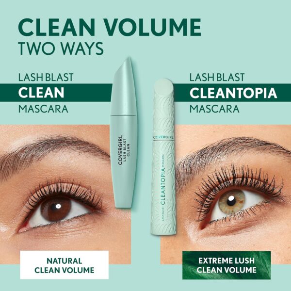 CoverGirl Lash Blast Clean Volume Mascara, Vegan Formula, Volumizing, Smudge-Proof, Cruelty Free, Very Black, 1 Count