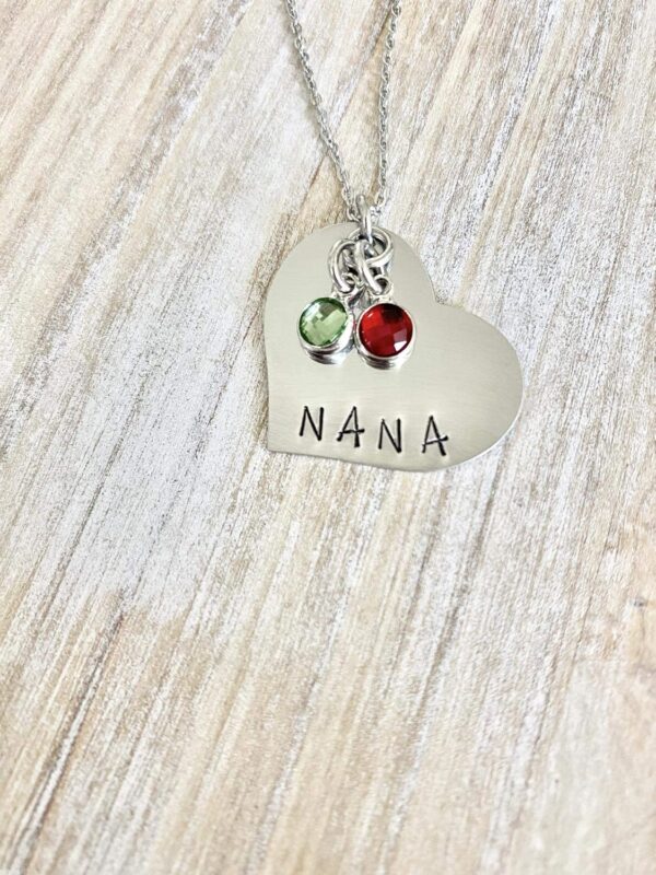 Nana Necklace Grandchild Necklace Personalized Necklace Personalized Jewelry Handstamped Necklace Birthstone Necklace Mothers Day Gift