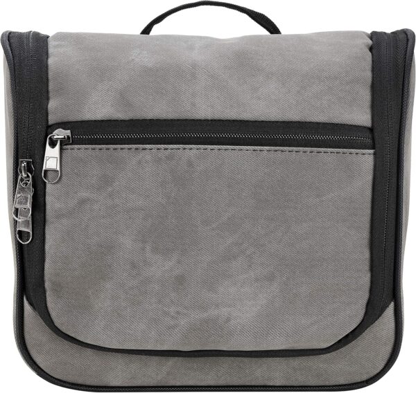 Lewis N. Clark Brushed Twill Hanging Toiletry Kit Bag for Travel Accessories, Shampoo, Cosmetics + Personal Items, Gray, One_Size