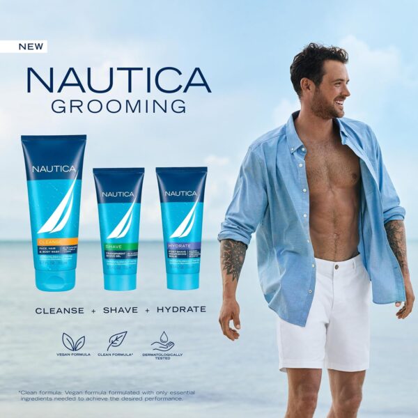 Nautica Grooming Shave Gel 3.3 fl oz (Pack of 1), Notes of Grapefruit, Lavender, and Wood, Men's Fragrance, Long Lasting, Everyday Fragrance, Travel Size