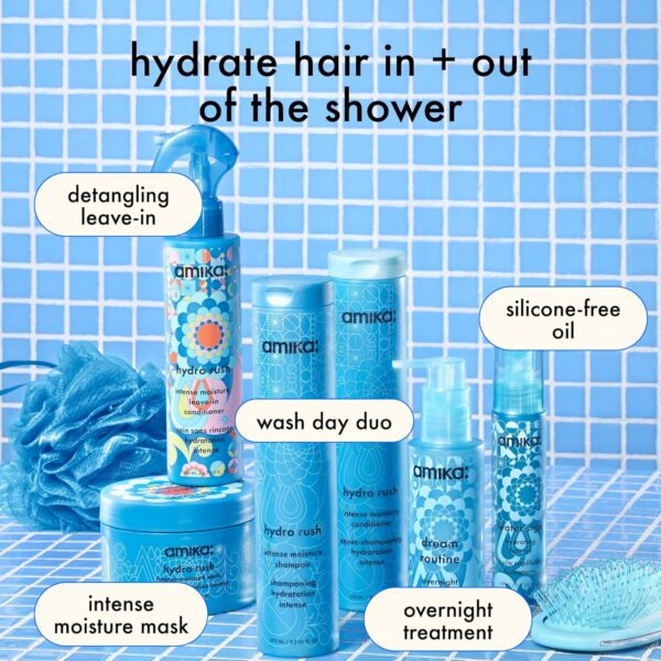 amika hydro rush intense moisture shampoo with hyaluronic acid