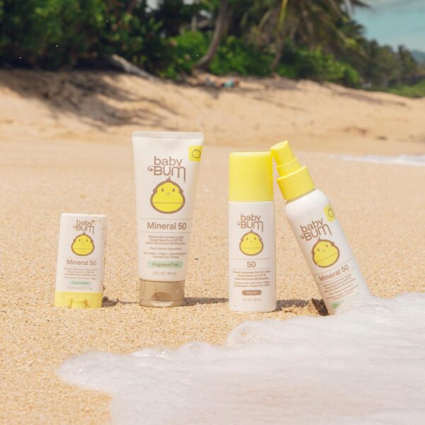 Sun Bum Baby Bum Mineral SPF 50 Sunscreen Stick - Hawaii 104 Act Compliant (Without Octinoxate & Oxybenzone) - UVA/UVB Face and Body Protection - Unscented for Sensitive Skin - Travel Size 0.45 Oz