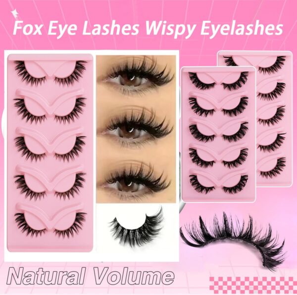 False Eyelashes Fox Eye 10 Pairs Pack 40D Natural Look Fluffy Wispy Cat Eye Lashes Soft Faux Mink Lashes Lightweight D-Curl Eyealshes (F7-5)