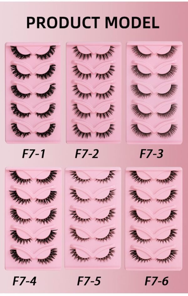 False Eyelashes Fox Eye 10 Pairs Pack 40D Natural Look Fluffy Wispy Cat Eye Lashes Soft Faux Mink Lashes Lightweight D-Curl Eyealshes (F7-5)