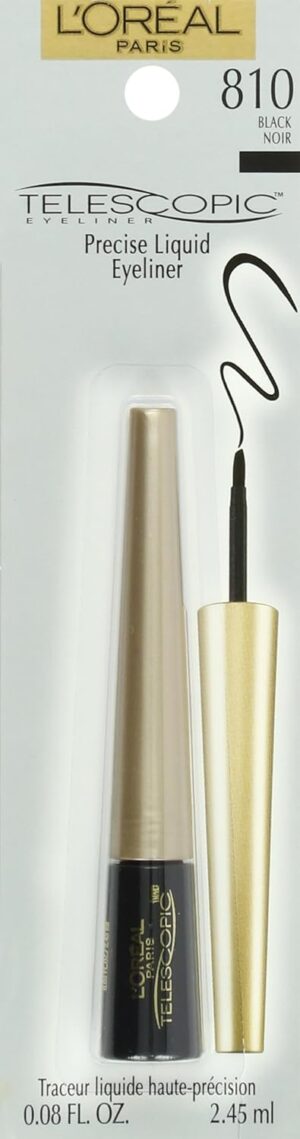 L'Oreal Paris Telescopic Precision Liquid Eyeliner, Black, 0.08 Oz (Pack of 2)