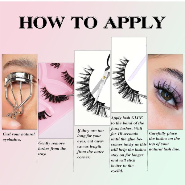 Russian Strip False Eyelashes Thick Volume 12mm Wispy Faux Mink Lashes 8D Volume Long Cat Eye Lashes Dramatic (Cat Eye L18)