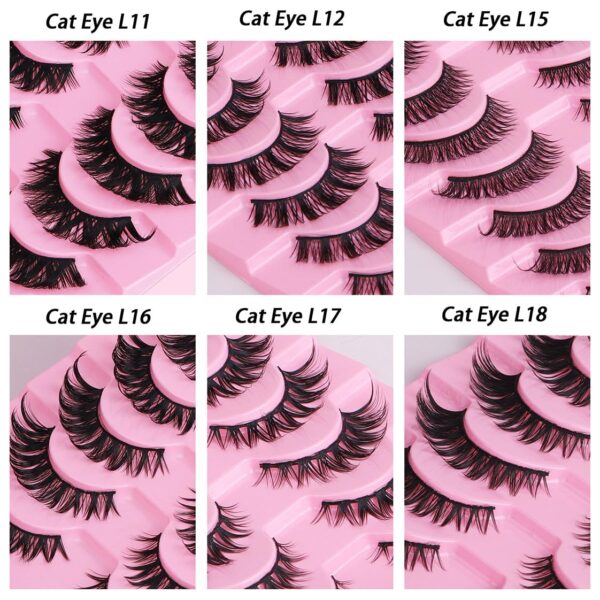 Russian Strip False Eyelashes Thick Volume 12mm Wispy Faux Mink Lashes 8D Volume Long Cat Eye Lashes Dramatic (Cat Eye L18)