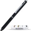 Monteverde USA Quadro 4-in-1 Multifunction Pen - Black Finish - Three Ballpoint Colors & Mechanical Pencil - Durable Brass Barrel with Knurled Grip - Portable & Refillable