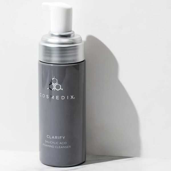 COSMEDIX Clarify Salicylic Acid Foaming Face Wash for Women & Men - Exfoliating Facial Cleanser for Sensitive & Blemish-Prone Skin - Gentle Facewash with Aloe Vera for Glowing Skin, Gluten Free