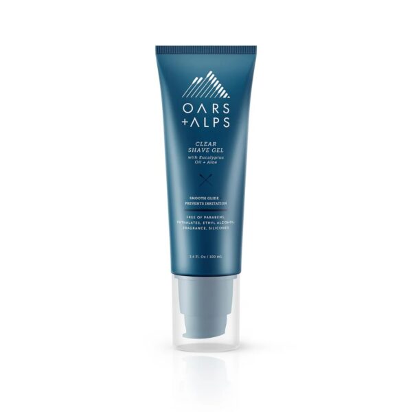 Oars + Alps Hydrating Men's Clear Shave Gel, Dermatologist Tested and Infused with Aloe & Eucalyptus Oil, TSA Friendly, 3.4 Oz, 1 Pack