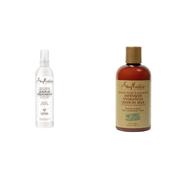 SheaMoisture Leave-In Hair Treatments with 100% Virgin Coconut Oil, Manuka Honey, and Mafura Oil, 8 Ounce