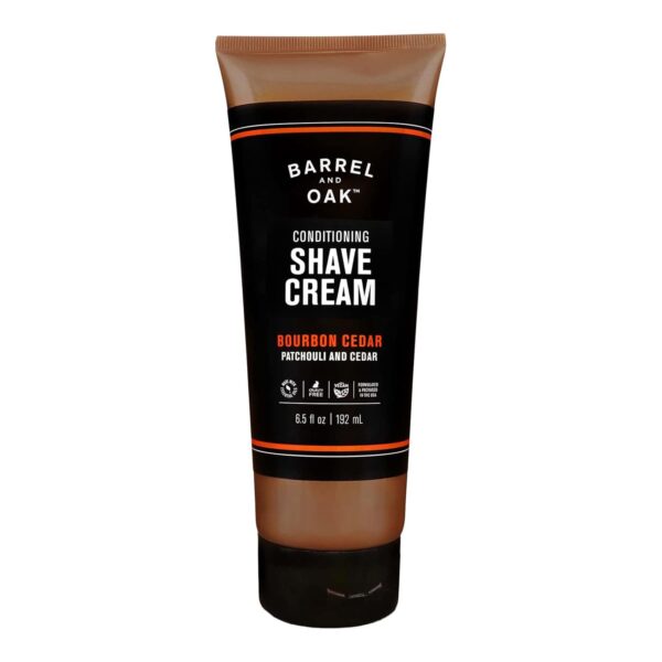 Barrel and Oak - Conditioning Shave Cream, Men's Shaving Cream, Moisturizing Shave Cream, Caffeine & Antioxidant-Rich, Helps Prevent Nicks, Bumps, Redness, & Dry Skin, Vegan (Bourbon Cedar, 6.5 oz)