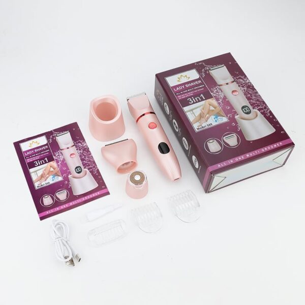 cjc 3-in-1 Electric Shaver for Women, Rechargeable Wet Dry Lady Electric Razor, Bikini Shaver for Legs Body Hair, IPX6 Waterproof Bikini Trimmer Gift for Womens Pink