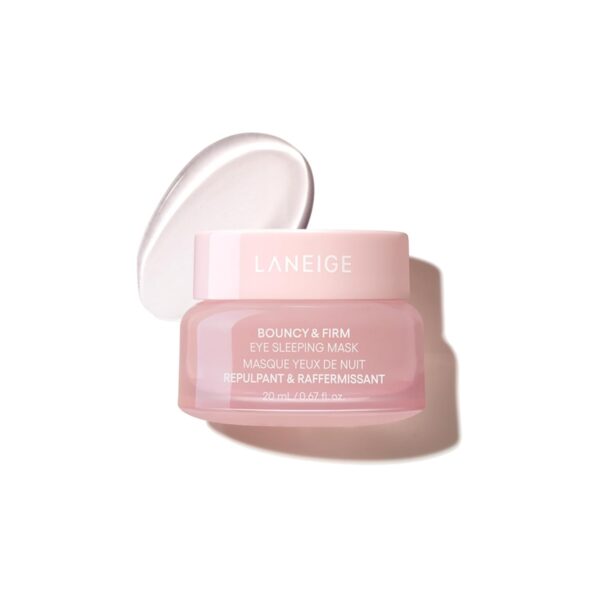 LANEIGE Bouncy & Firm Eye Sleeping Mask: Brightening Eye Care for Puffiness & Hydration with Peony & Collagen Complex, Ceramide, & 5D Hyaluronic Acid